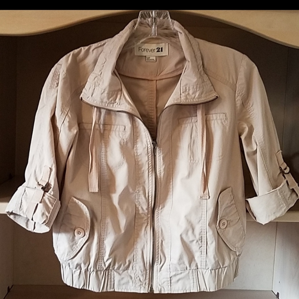Forever 21 Cotton Cropped Bomber Jacket Size Small